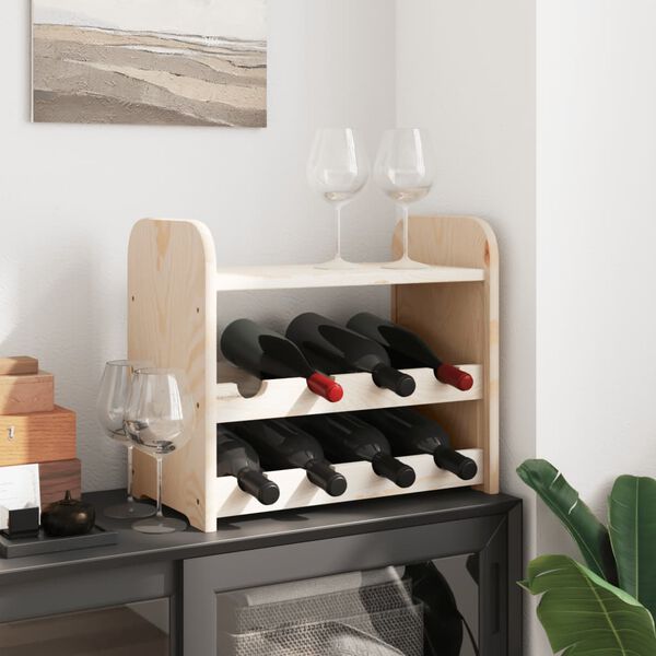 vidaXL Wine Rack with Top Board 43x25x37 cm Solid Wood Pine