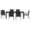 vidaXL Garden Dining Set 7 pcs Black Powder-coated Steel