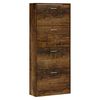 vidaXL Shoe Cabinet Smoked Oak 63x24x147 cm Engineered Wood