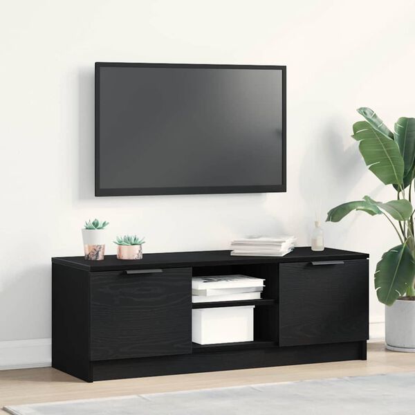 vidaXL TV Cabinet Black Oak 102 x 32 x35.5 cm Engineered Wood