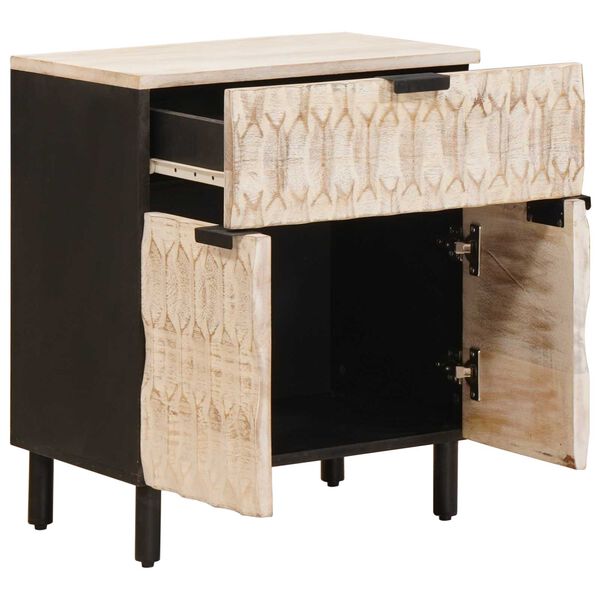 vidaXL Bedside Cabinet White 50 x 33 x 60 cm Solid Mango Wood