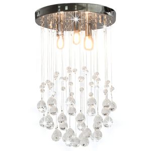 vidaXL Ceiling Lamp with Crystal Beads Silver Sphere 3 x G9 Bulbs