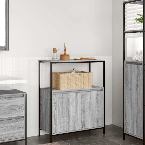 vidaXL Bathroom Cabinet with Shelves Grey Sonoma 76.5x35x95 cm