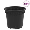 vidaXL Round Flower Pot 24 pcs Black &Oslash; 15 x 12 cm Plastic