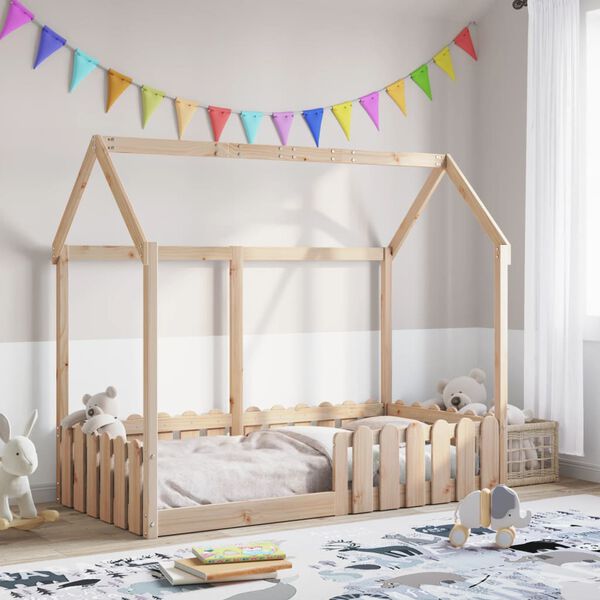 vidaXL Kids' House Bed Frame without Mattress 80x160 cm Solid Wood Pine