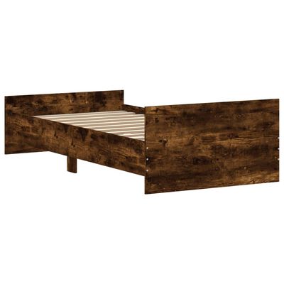 vidaXL Bed Frame Smoked Oak 90x190 cm Single Engineered Wood