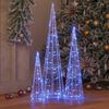 vidaXL Christmas Tree with 90 LEDs 3 pcs Blue 20 x 20 x 80 cm Acrylic