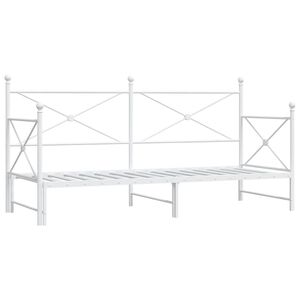 vidaXL Daybed with Trundle without Mattress White 80x200 cm Steel