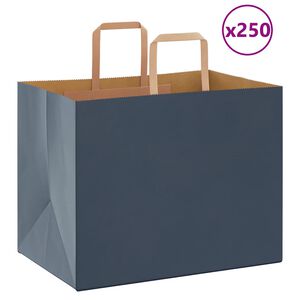 vidaXL Paper Bags 250 pcs with Handles Blue 32x22x24 cm