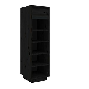 vidaXL Shoe Cabinet Black 30x34x105 cm Solid Wood Pine