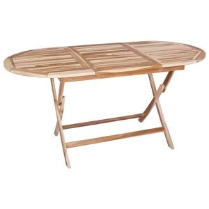 vidaXL Folding Garden Table Natural 160 x 80 x 76 cm Solid Teak Wood