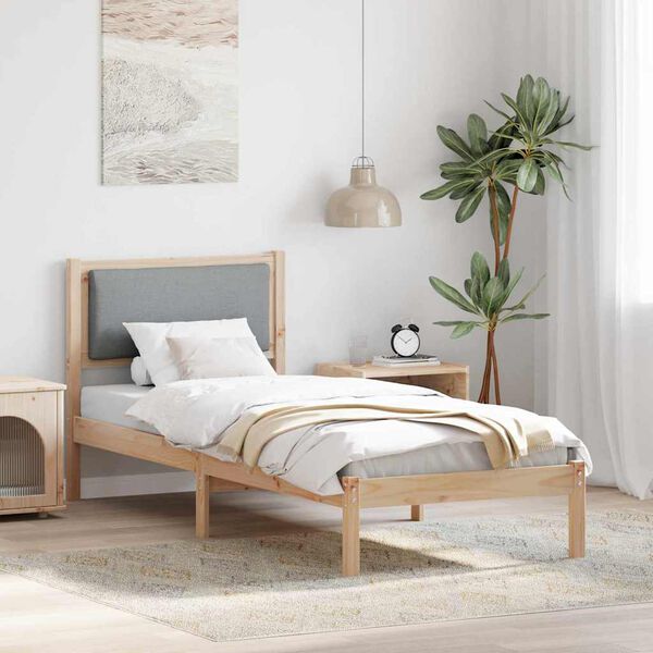 vidaXL Bed Frame with Headboard Light Grey 80 x 190 cm Solid Pine Wood