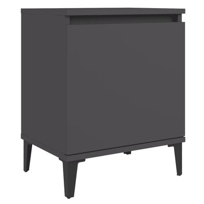 vidaXL Bed Cabinets with Metal Legs 2 pcs Grey 40x30x50 cm