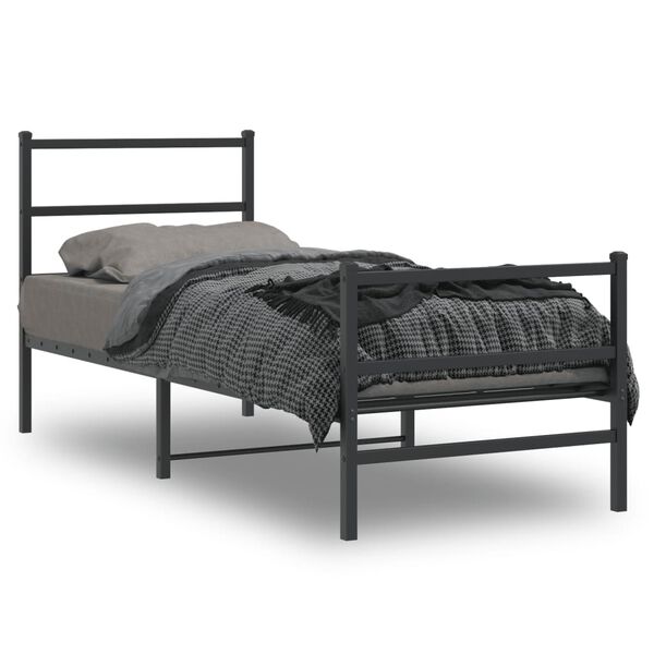 vidaXL Metal Bed Frame without Mattress with Footboard&nbsp;Black 75x190cm