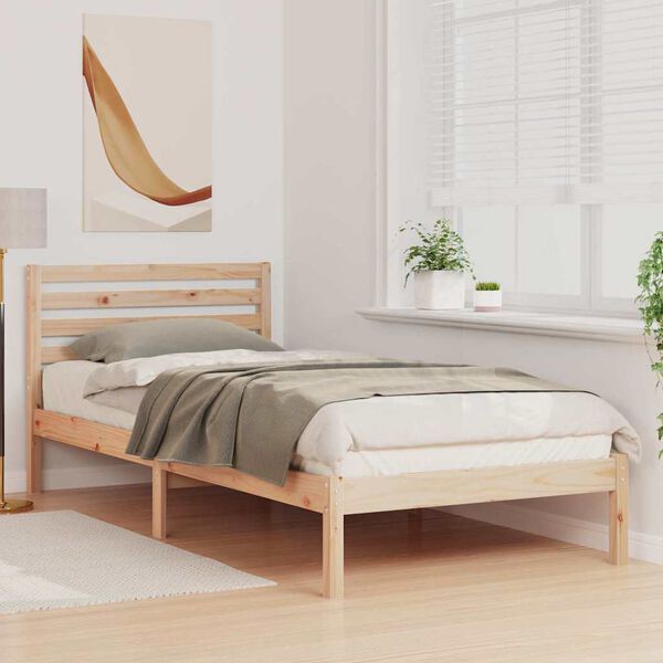 vidaXL Bed Frame with Headboard Brown 80 x 220 cm Solid Pine Wood