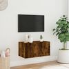 vidaXL TV Wall Cabinet with LED Lights Smoked Oak 60x35x31 cm