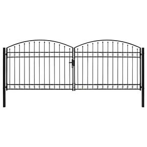 vidaXL Fence Gate ASSEN Double Door with Arched Top Steel 400x150 cm