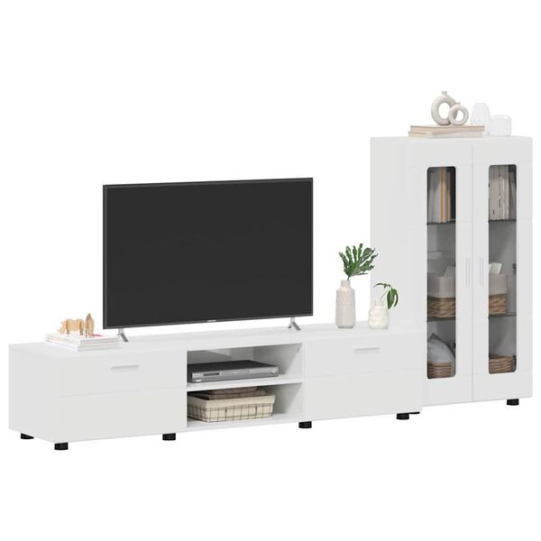 vidaXL TV Cabinet Set FLORIN High Gloss White Engineered Wood