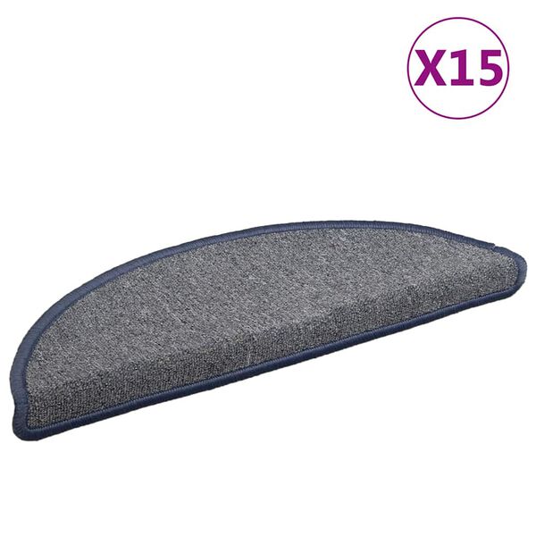 vidaXL Stair Mats 15 pcs 56x17x3 cm Light Grey and Blue Half Round
