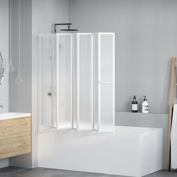 vidaXL Bath Screen Folding Frosted 168 x 140 cm Aluminium & PP Panel