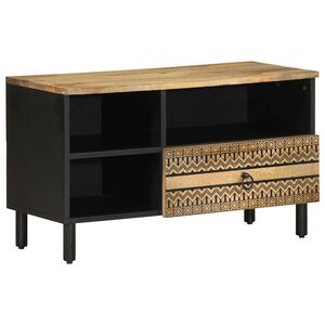 vidaXL TV Cabinet Black 80x33,5x46 cm Solid Rough Wood Mango