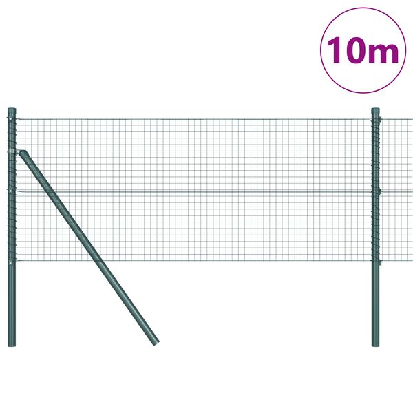 vidaXL Fence Post Green 10 x 0.4 m (25 x 25 mm mesh) Steel and PVC