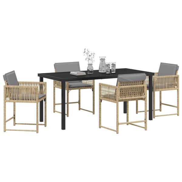 vidaXL Garden Dining Set 5 pcs Beige Poly Rattan