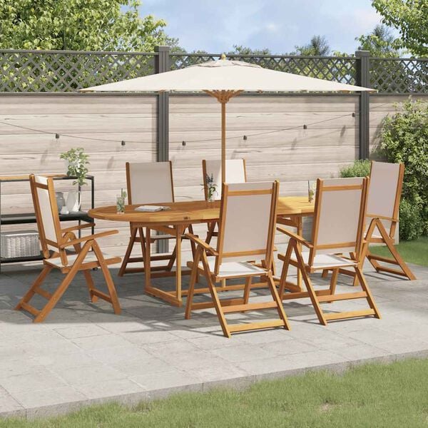 vidaXL 7 Piece Garden Dining Set Solid Wood Acacia and Textilene