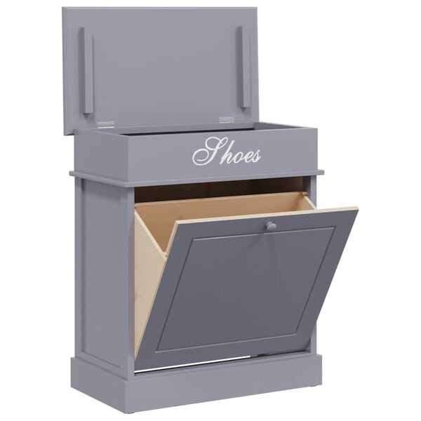 vidaXL Shoe Cabinet Grey 50x28x58 cm Paulownia Wood