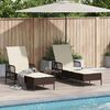 vidaXL Sun Lounger Reclining 3 pcs Brown and Cream White Poly Rattan