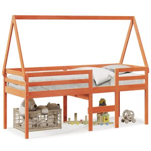 vidaXL High Sleeper Bed without Mattress Wax Brown 90x200 cm Solid Wood Pine