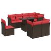 vidaXL 9 Piece Garden Sofa Set with Cushions Brown Poly Rattan Acacia