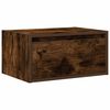 vidaXL Wall-mounted Bedside Cabinet with LED Lights Smoked Oak