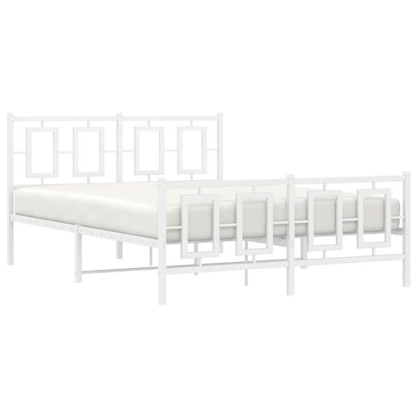vidaXL Metal Bed Frame without Mattress with Footboard White 140x200cm