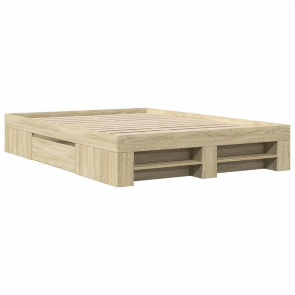 vidaXL Bed Frame without Mattress Sonoma Oak 120x190 cm Small Double Engineered Wood