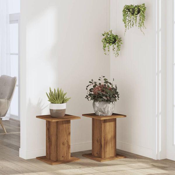 vidaXL Plant Stands 2 pcs Artisian Oak 30x30x40 cm Engineered Wood