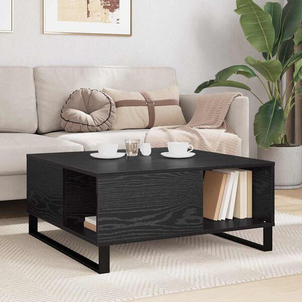 vidaXL Coffee Table Black Oak 80 x 80 x 36.5 cm Engineered Wood