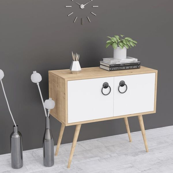 Homemania Multiuse Cabinet Tia 90x40x80 cm White and Oak