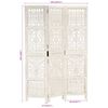 vidaXL Hand carved 3-Panel Room Divider White 120x165 cm Solid Mango Wood