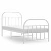 vidaXL Metal Bed Frame without Mattress with Footboard White 90x190cm
