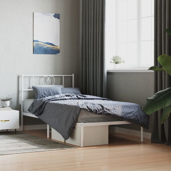 vidaXL Metal Bed Frame without Mattress with Headboard White 80x200cm