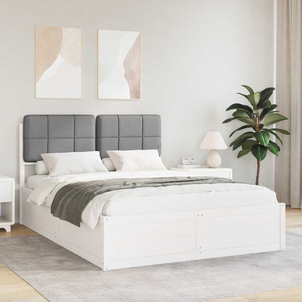 vidaXL Bed Frame with Upholstered Headboard Light Grey 140 x 190 cm