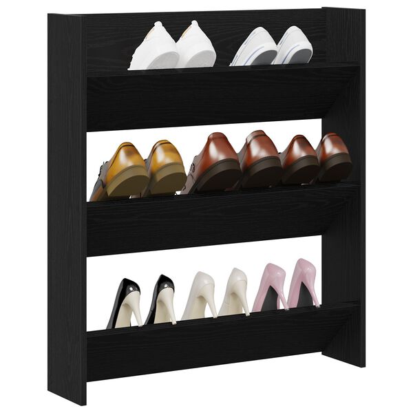 vidaXL Shoe Cabinet Black Oak 80 x 18 x 90 cm Engineered Wood