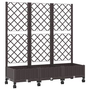 vidaXL Garden Planter with Trellis&Wheels Brown 120 x 40 x 131.5 cm PP