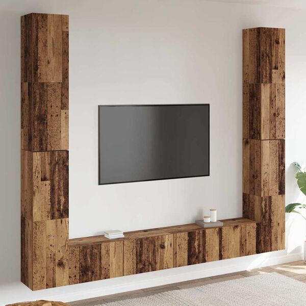 vidaXL Wall Mounted TV cabinets 6 pcs Old Wood Engineered Wood