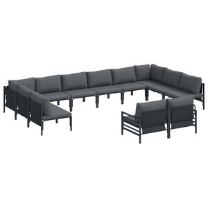 vidaXL Garden Sofa Set with Cushion 12 pcs Black Steel