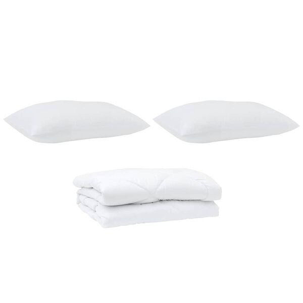 vidaXL Duvet with Pillow 3 pcs White Microfibre