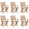 vidaXL Folding Garden Chairs 6 pcs Taupe Fabric and Solid Wood