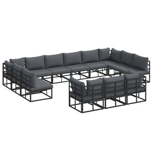vidaXL Garden Sofa Set with Cushion 13 pcs Black Aluminium