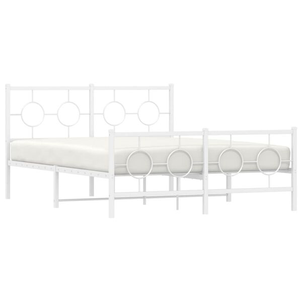 vidaXL Metal Bed Frame without Mattress with Footboard White 135x190cm